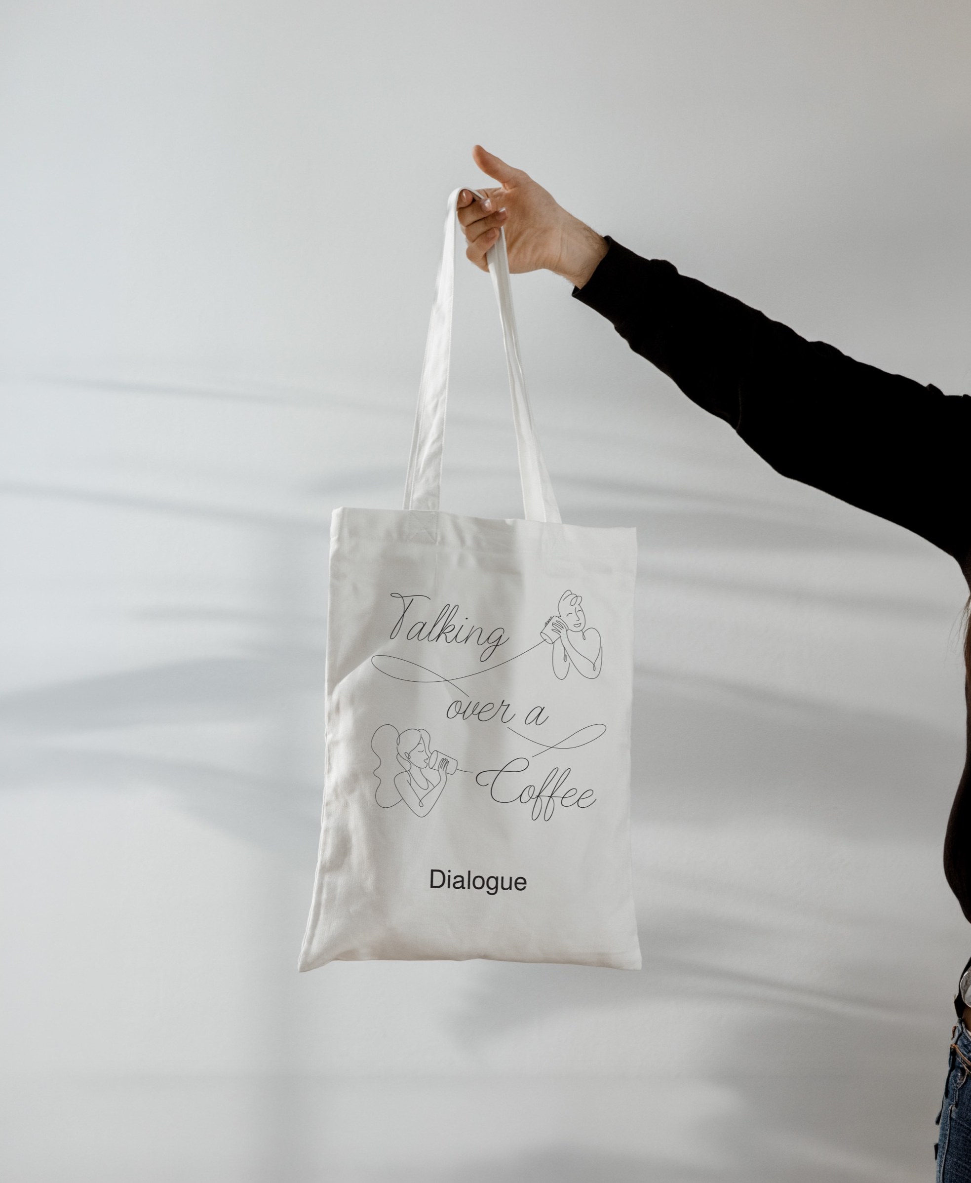 The Dialogue “Talking over a coffee” tote bag