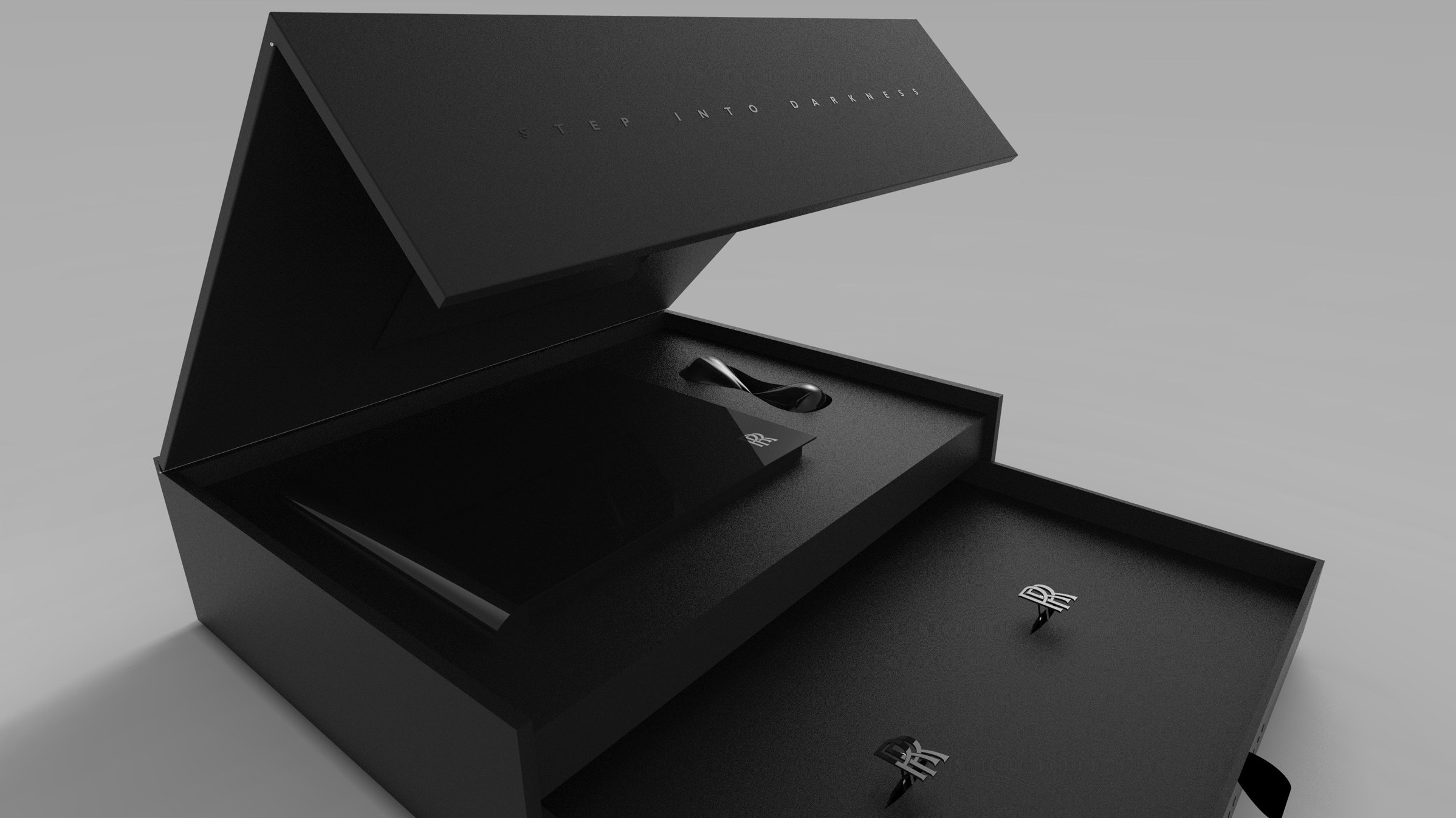 The Black Badge box opened to a starlit interior