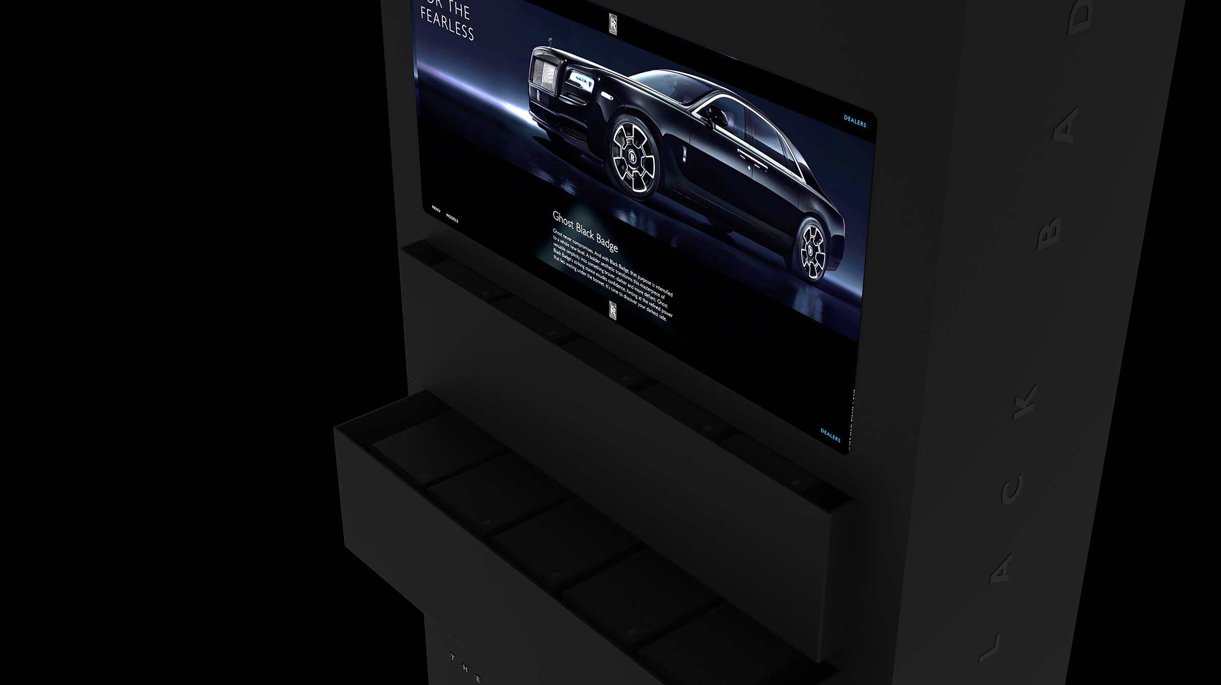 The Black Badge film playing on the monolith screen