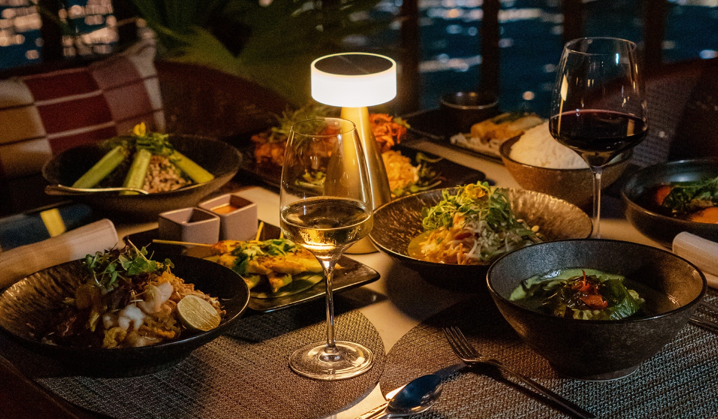 A Thiptara table of Thai dishes at Palace Downtown