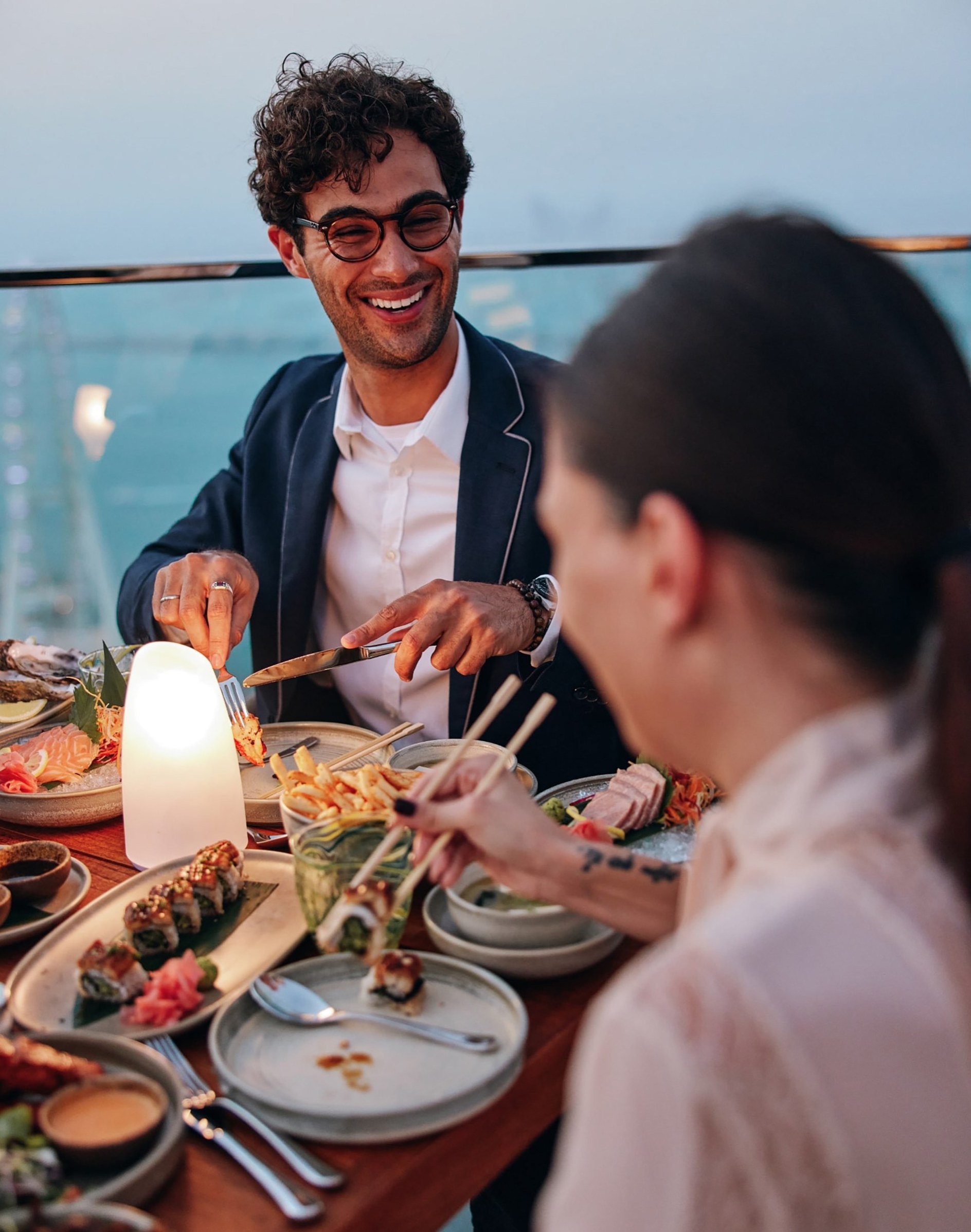 Dining at Zeta Seventy Seven at sunset